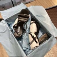 Prada Women Satin Sandals with Crystals in 90mm Heel Height-Black (1)