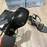 Prada Women Satin Sandals with Crystals in 90mm Heel Height-Black - Bild 7