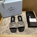 Prada Women Satin Slides with Crystals-Black - immagine 4