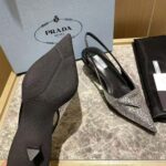 Prada Women Satin Sling-Back Pumps with Crystals-Black - Image 10