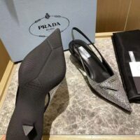 Prada Women Satin Sling-Back Pumps with Crystals-Black (1)