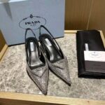 Prada Women Satin Sling-Back Pumps with Crystals-Black - Image 2