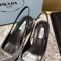 Prada Women Satin Sling-Back Pumps with Crystals-Black (1)