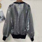 Prada Women Sequin-Embroidered Tulle Cardigan-Black – Bild 3