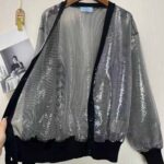 Prada Women Sequin-Embroidered Tulle Cardigan-Black – Bild 4