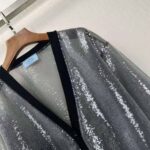 Prada Women Sequin-Embroidered Tulle Cardigan-Black – Bild 7