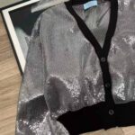 Prada Women Sequin-Embroidered Tulle Crop Top-Black - Bild 6