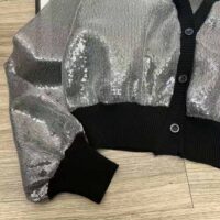 Prada Women Sequin-Embroidered Tulle Crop Top-Black (1)