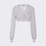 Top corto in tulle ricamato con paillettes da donna Prada - Viola