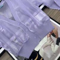 Prada Women Sequin-Embroidered Tulle Crop Top-Purple (1)