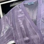 Prada Women Sequin-Embroidered Tulle Crop Top-Purple - immagine 7