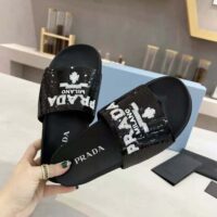 Prada Women Sequin Slides with Rubber Lug Sole are Covered All Over with Embroidered Sequins (1)