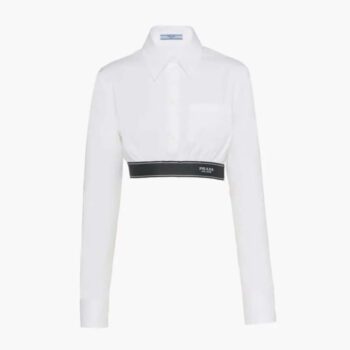 Prada Women Stretch Poplin Shirt with a Hybrid Design Reinvents