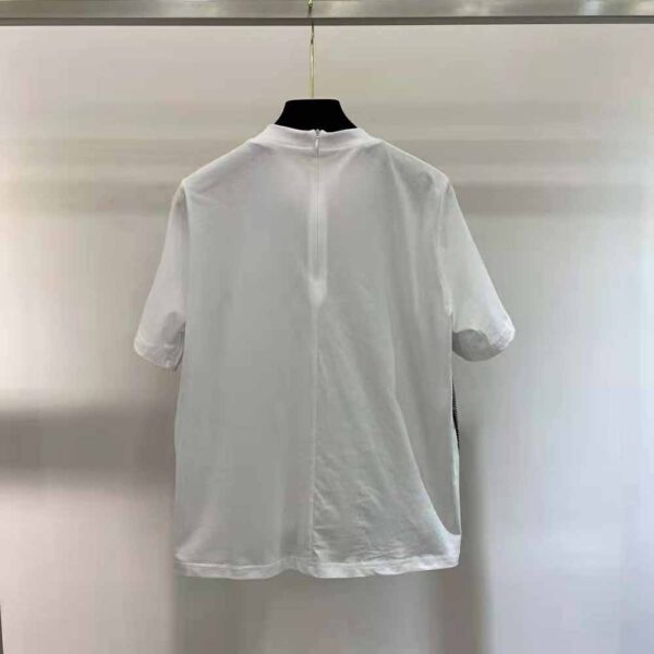 Prada Women Studded Chiffon and Jersey T-shirt-White (3)