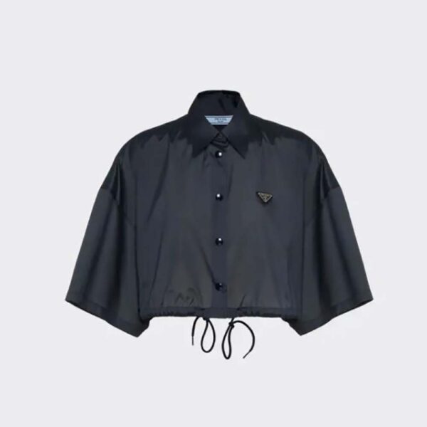 Prada Women Technical Silk Shirt-Black (1)
