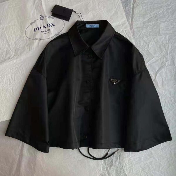 Prada Women Technical Silk Shirt-Black (2)