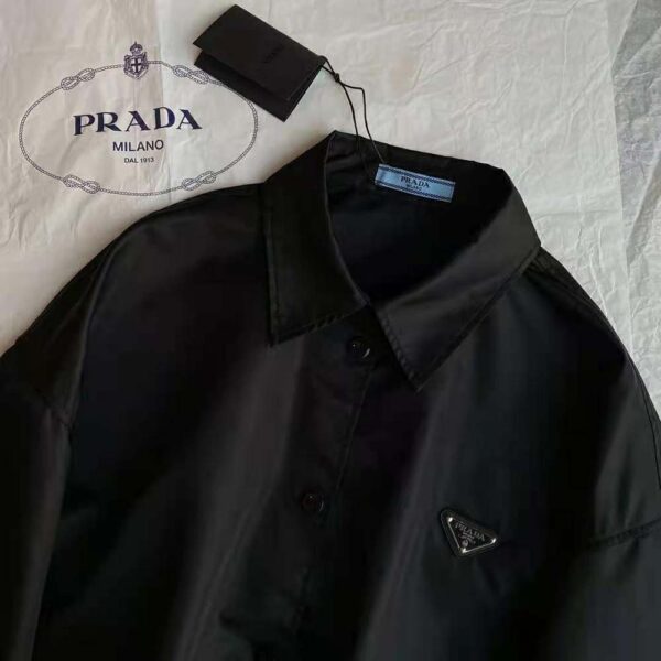 Prada Women Technical Silk Shirt-Black (3)