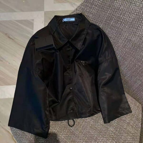 Prada Women Technical Silk Shirt-Black (6)