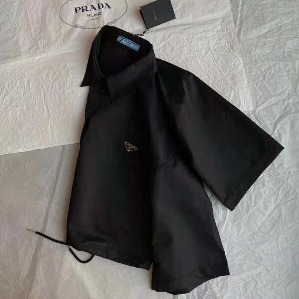 Prada Women Technical Silk Shirt-Black (7)