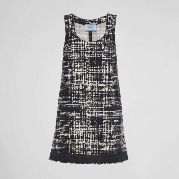 Prada Women Tweed Dress with a Sleek Contemporary Silhouette and Innovative Re-Nylon (1)