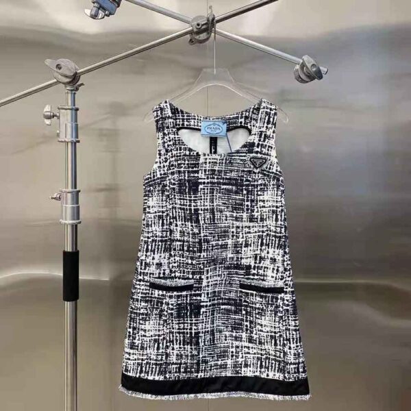 Prada Women Tweed Dress with a Sleek Contemporary Silhouette and Innovative Re-Nylon (3)