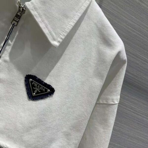 Prada Women Typical Selvedge Denim Jacket-White (8)