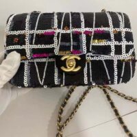 Chanel Women CC Classic Handbag Embroidered Satin Sequins Gold-Tone Metal (2)