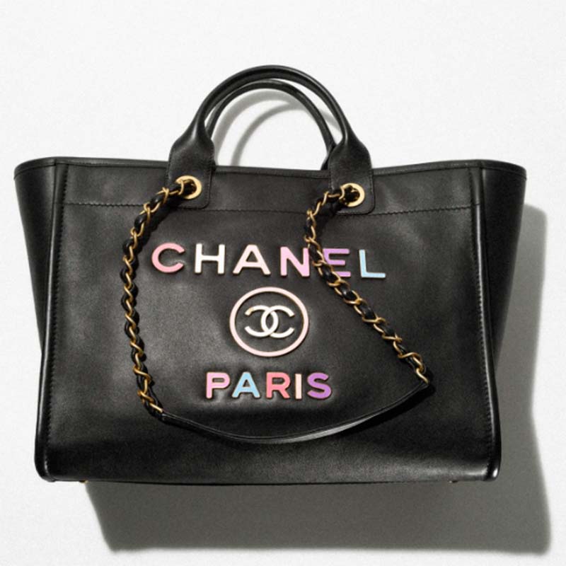 Chanel Women Large Shopping Bag Straw Calfskin & Gold-Tone Metal