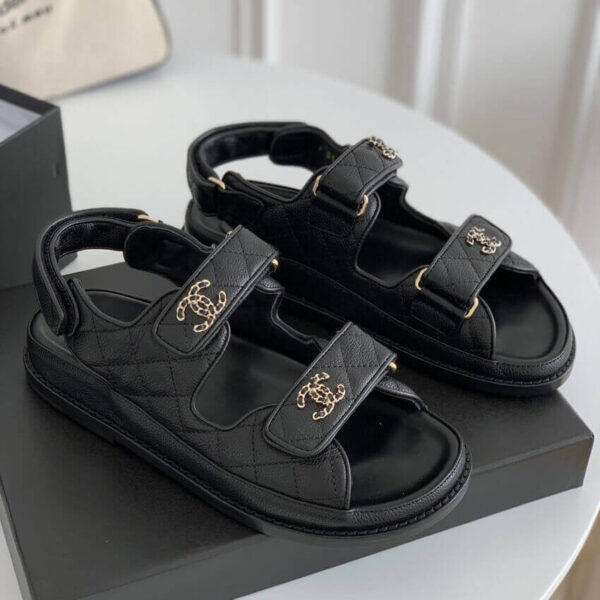 Chanel Women Open Toe Sandal in Calfskin Leather-Black (11)