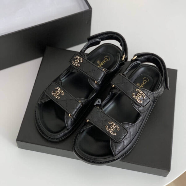 Chanel Women Open Toe Sandal in Calfskin Leather-Black (12)