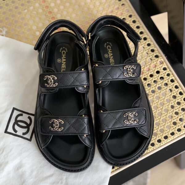 Chanel Women Open Toe Sandal in Calfskin Leather-Black (4)