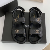 Chanel Women Open Toe Sandal in Calfskin Leather-Black (8)