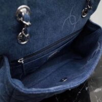 Chanel Women Small Flap Bag Printed Denim Gold-Tone Metal Blue (1)