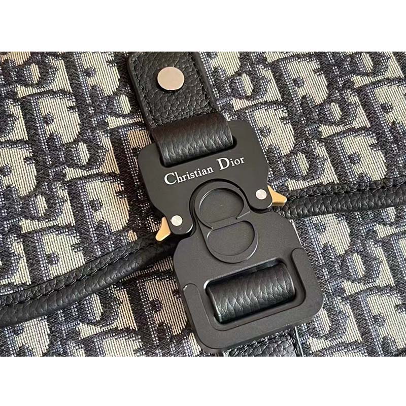 Dior Unisex CD Gallop Messenger Bag Beige Black Oblique Jacquard Grained Calfskin