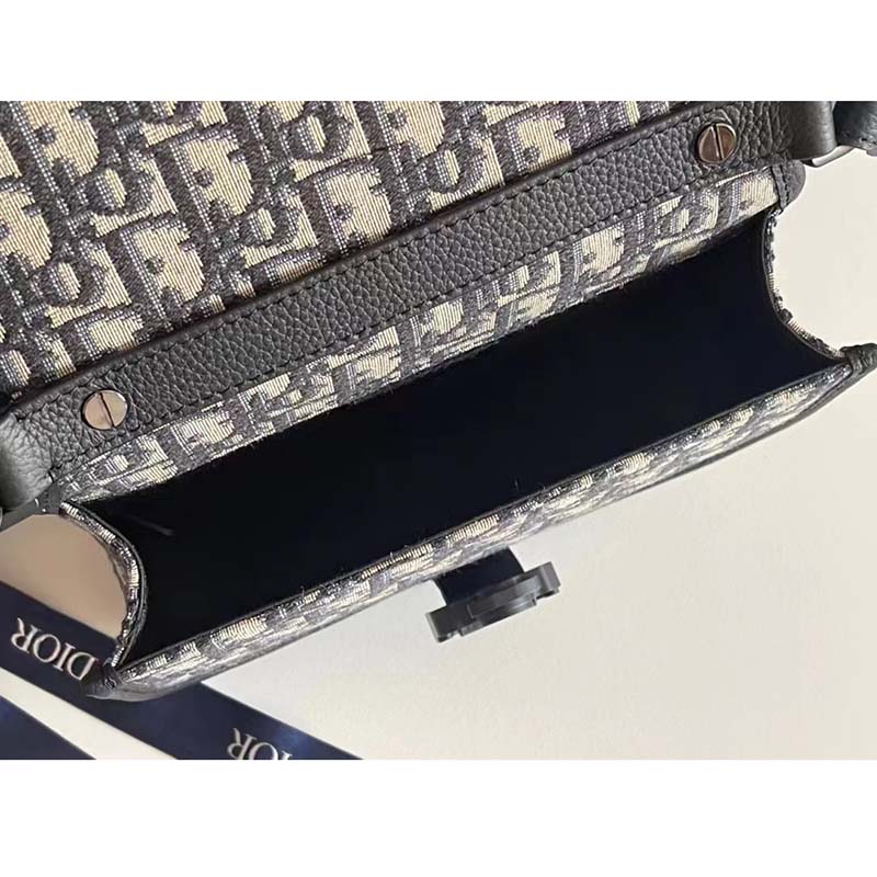 Dior Unisex CD Gallop Messenger Bag Beige Black Oblique Jacquard Grained Calfskin