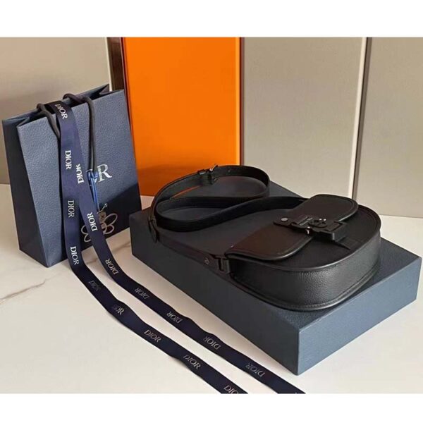 Dior Unisex CD Gallop Messenger Bag Black Grained Calfskin Interior Embossed Signature (8)