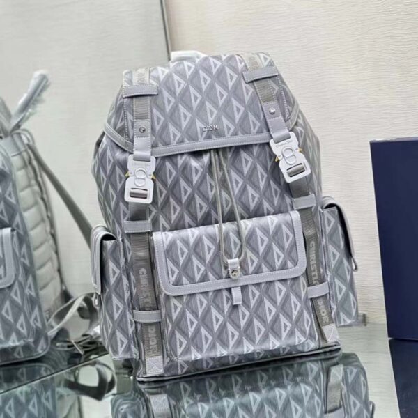 Dior Unisex CD Hit The Road Backpack Dior Gray CD Diamond Canvas (11)