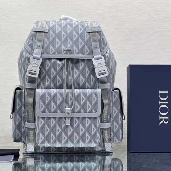 Dior Unisex CD Hit The Road Backpack Dior Gray CD Diamond Canvas (8)