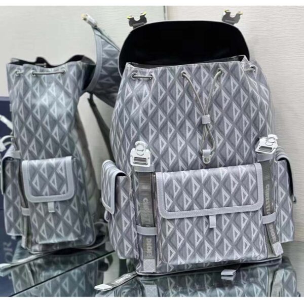 Dior Unisex CD Hit The Road Backpack Dior Gray CD Diamond Canvas (9)