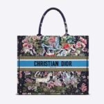 Dior Unisex CD Large Book Tote Blue Multicolor D-Constellation Embroidery