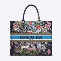 Dior Unisex CD Large Book Tote Blue Multicolor D-Constellation Embroidery (11)