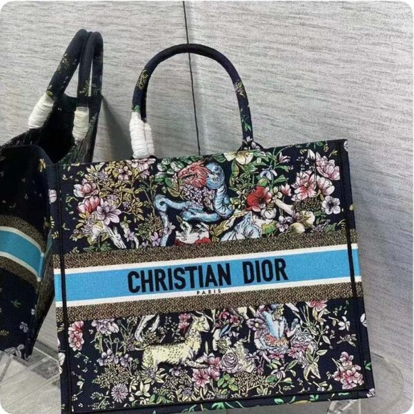 Dior Unisex CD Large Book Tote Blue Multicolor D-Constellation Embroidery (2)