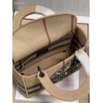 Dior Unisex CD Medium Lady D-Lite Bag Beige Jute Canvas Embroidered Dior Union Motif – Image 8