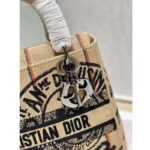 Dior Unisex CD Medium Lady D-Lite Bag Beige Jute Canvas Embroidered Dior Union Motif – Image 9
