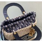 Dior Unisex CD Mini Lady Dior Bag Natural Wicker Blue Dior Oblique Jacquard - Imagen 7