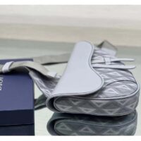 Dior Unisex CD Saddle Bag Gray CD Diamond Canvas Smooth Calfskin (6)