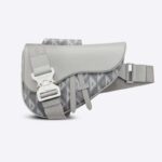 Borsa Dior unisex CD Saddle in tela grigia CD Diamond in pelle di vitello liscia
