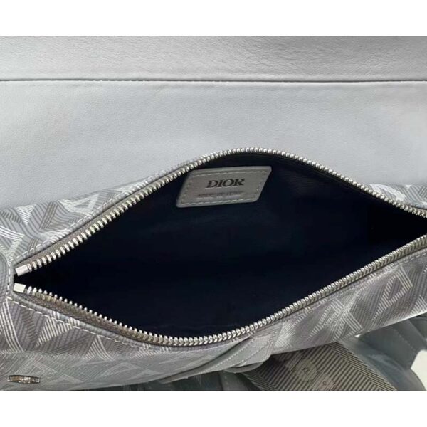 Dior Unisex CD Saddle Bag Gray CD Diamond Canvas Smooth Calfskin (8)