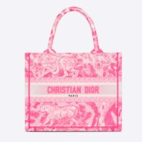 Dior Unisex CD Small Book Tote Fluorescent Pink Toile De Jouy Transparent Canvas (10)