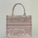 Dior Unisex CD Small Book Tote Fluorescent Pink Toile De Jouy Transparent Canvas - Image 3